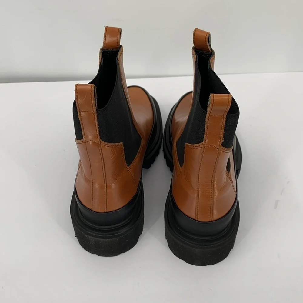 All Saints Harlee Chelsea chunky ankle boot shoe caramel brown women new 37 7